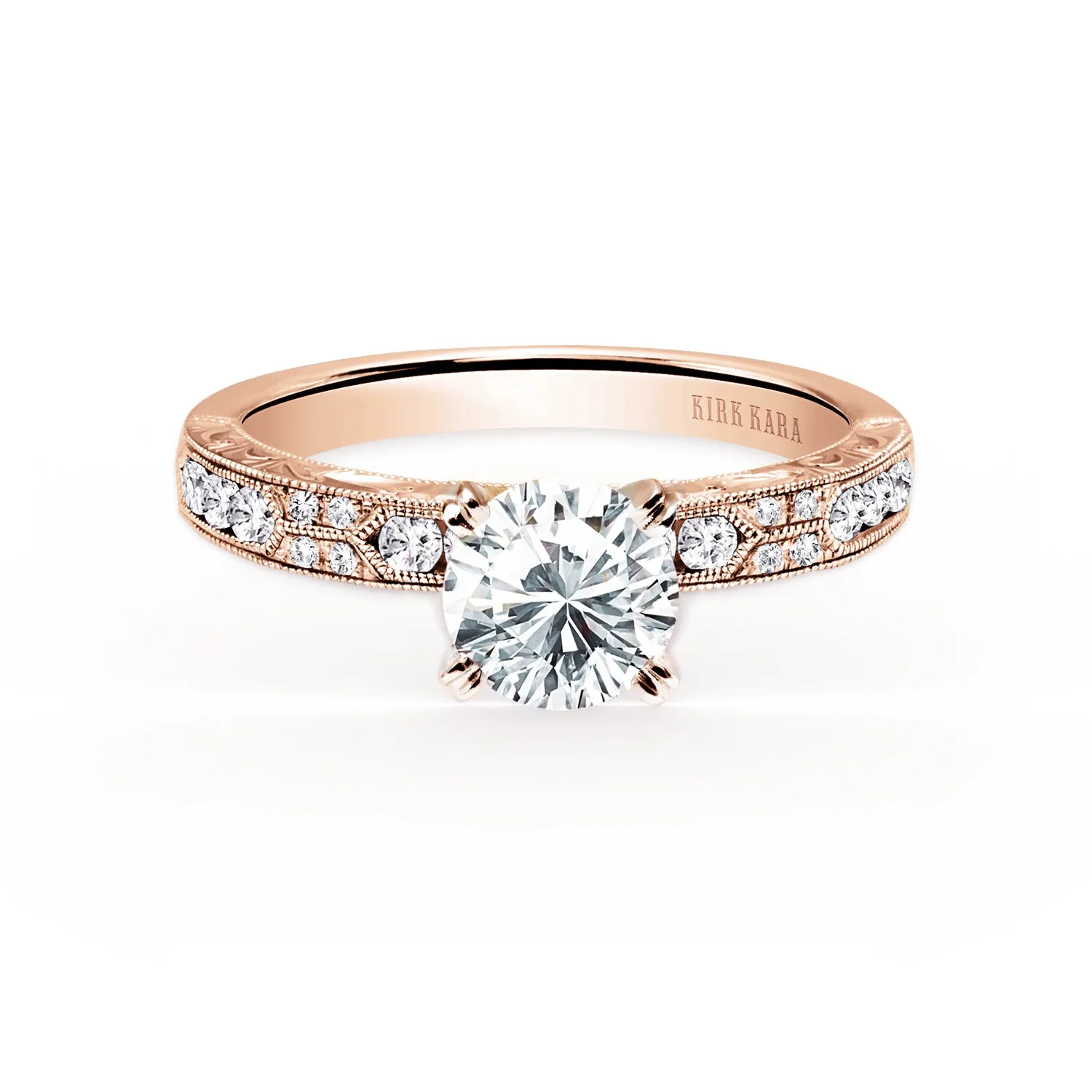 Channel Set Artful Diamond Engagement Ring sold by Kirk Kara product image thumbnail 5