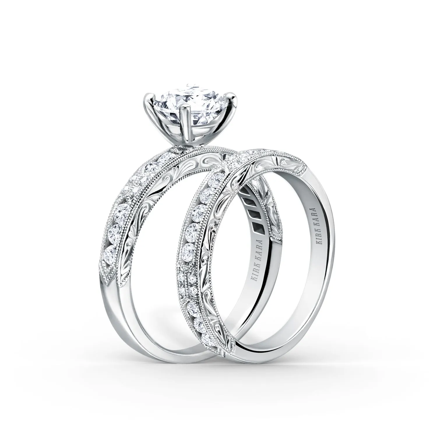 Channel Set Artful Diamond Engagement Ring sold by Kirk Kara product image thumbnail 4