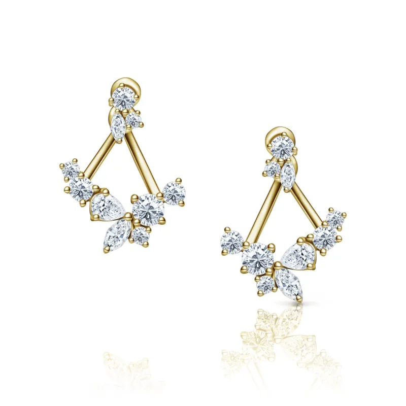 Elegant Marquise Round Diamond Cluster Earring Jacket Studs sold by Kirk Kara