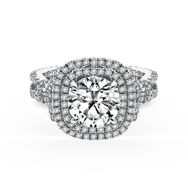 Prong Set Double Halo Diamond Engagement Ring sold by Kirk Kara