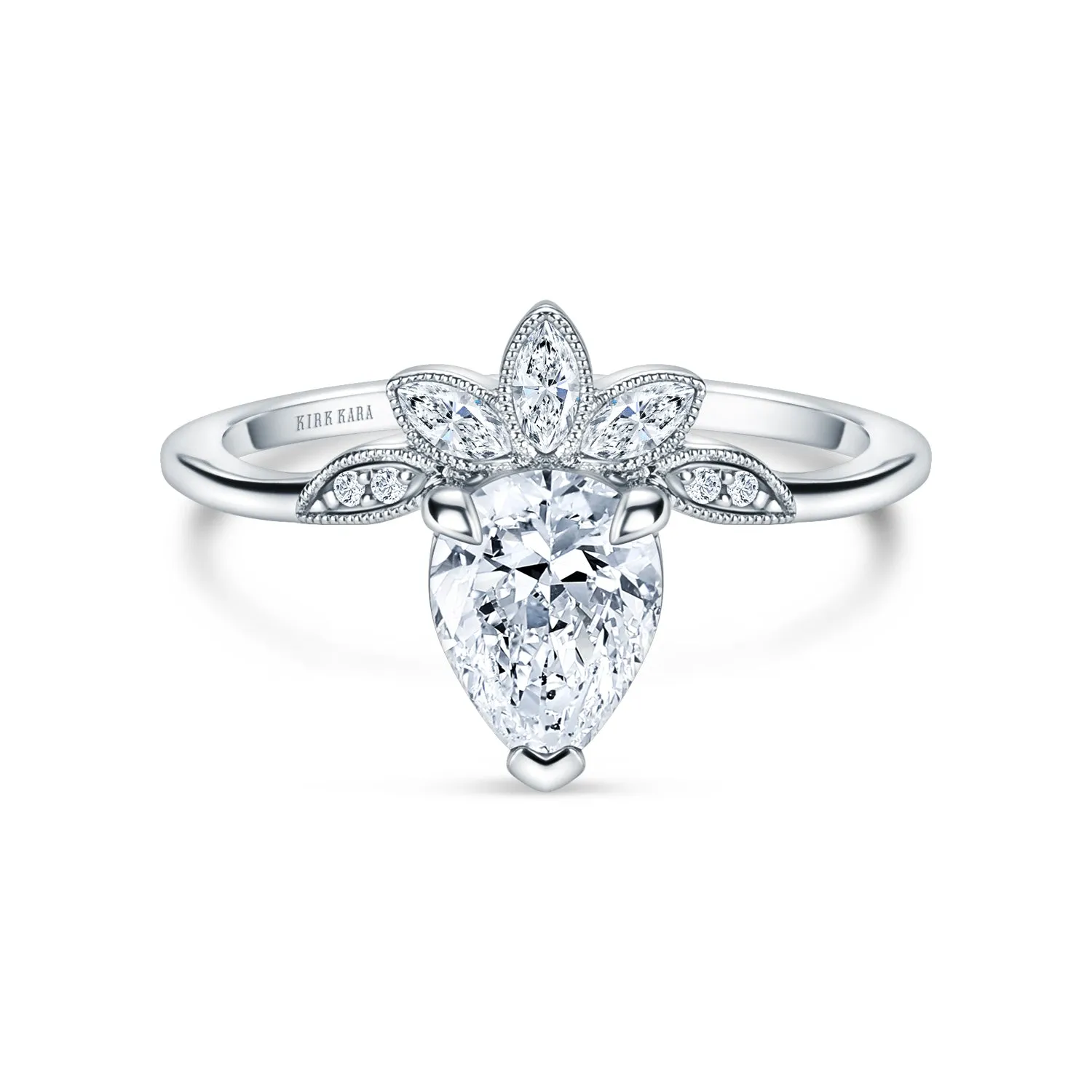 Floral Boho Floating Diamond Engagement Ring sold by Kirk Kara