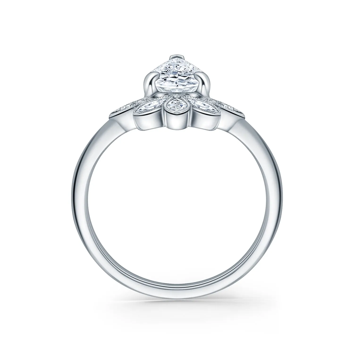 Floral Boho Floating Diamond Engagement Ring sold by Kirk Kara product image thumbnail 3