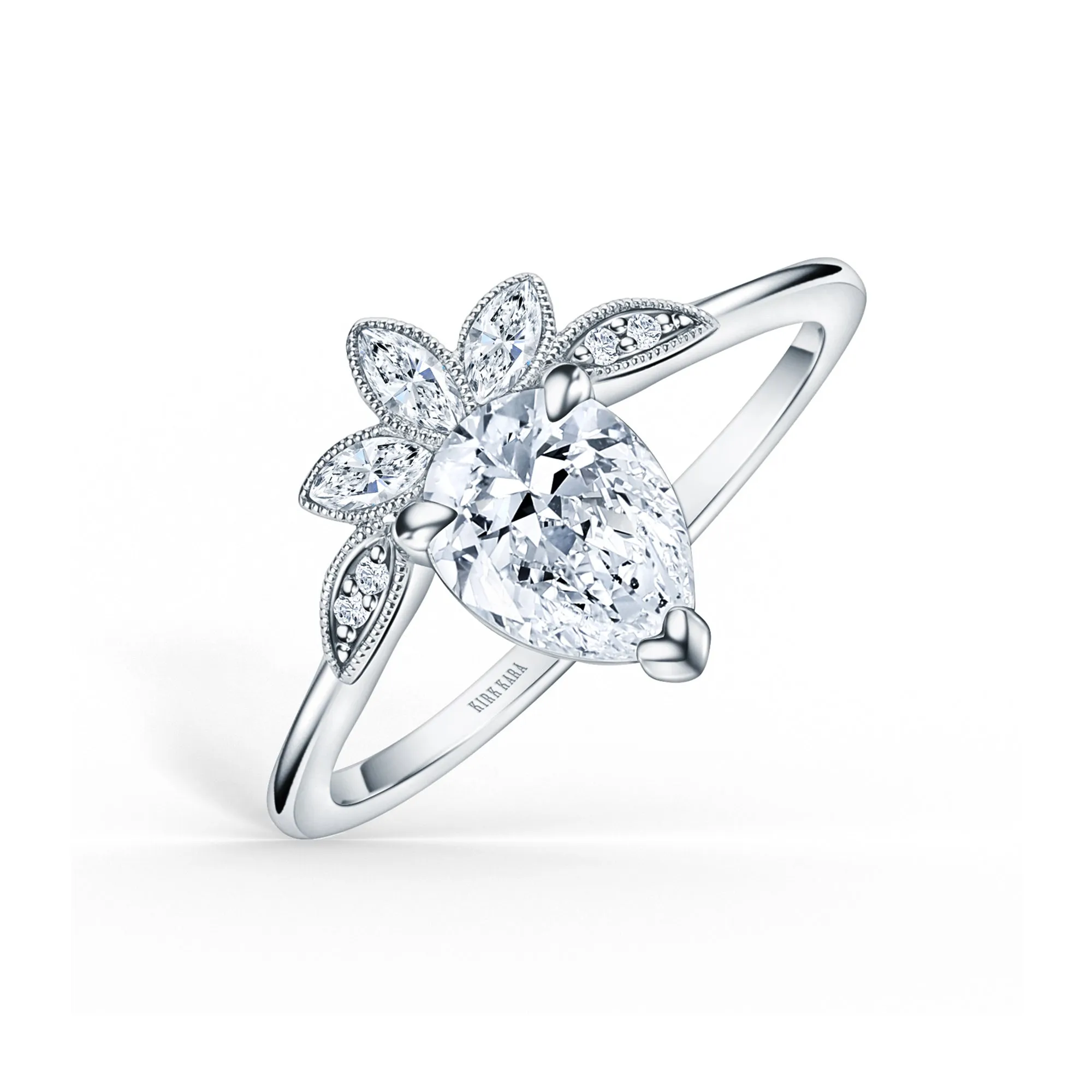 Floral Boho Floating Diamond Engagement Ring sold by Kirk Kara product image thumbnail 2
