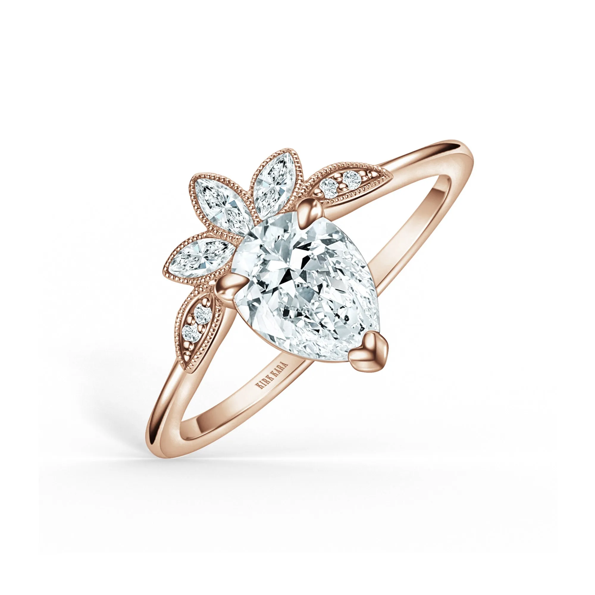 Floral Boho Floating Diamond Engagement Ring sold by Kirk Kara product image thumbnail 5