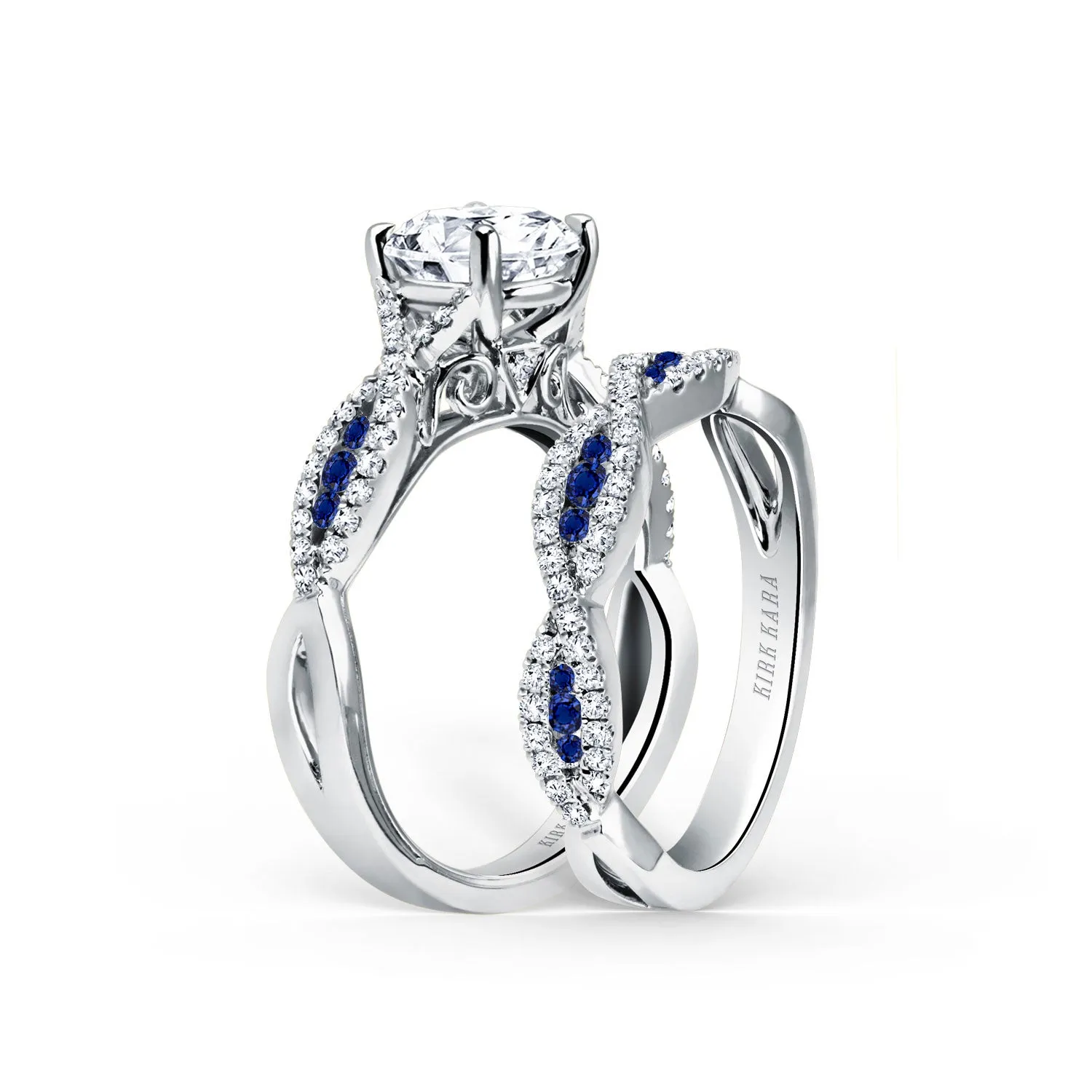Channel Twist Blue Sapphire Engagement Ring sold by Kirk Kara product image thumbnail 3