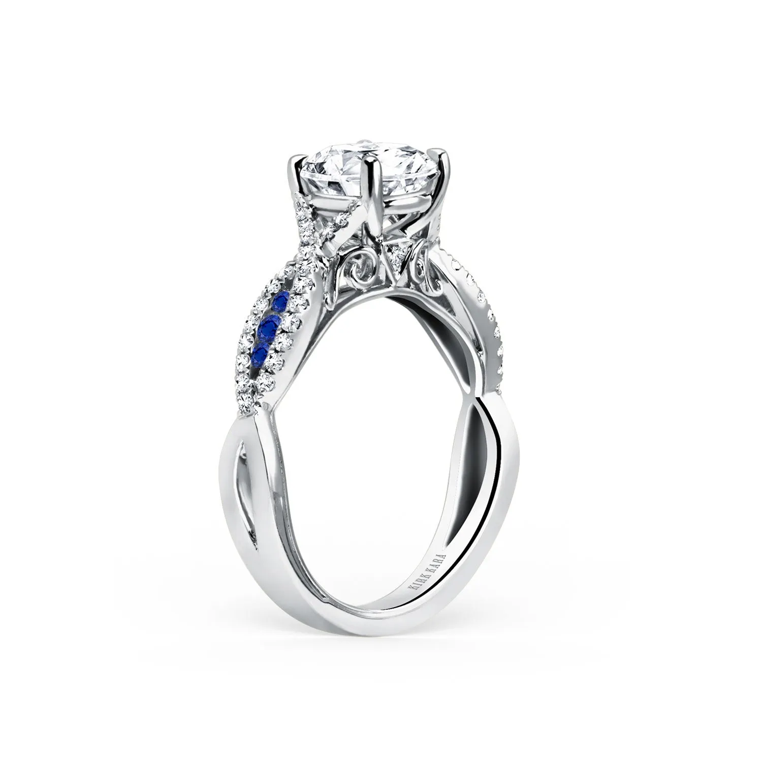 Channel Twist Blue Sapphire Engagement Ring sold by Kirk Kara product image thumbnail 2