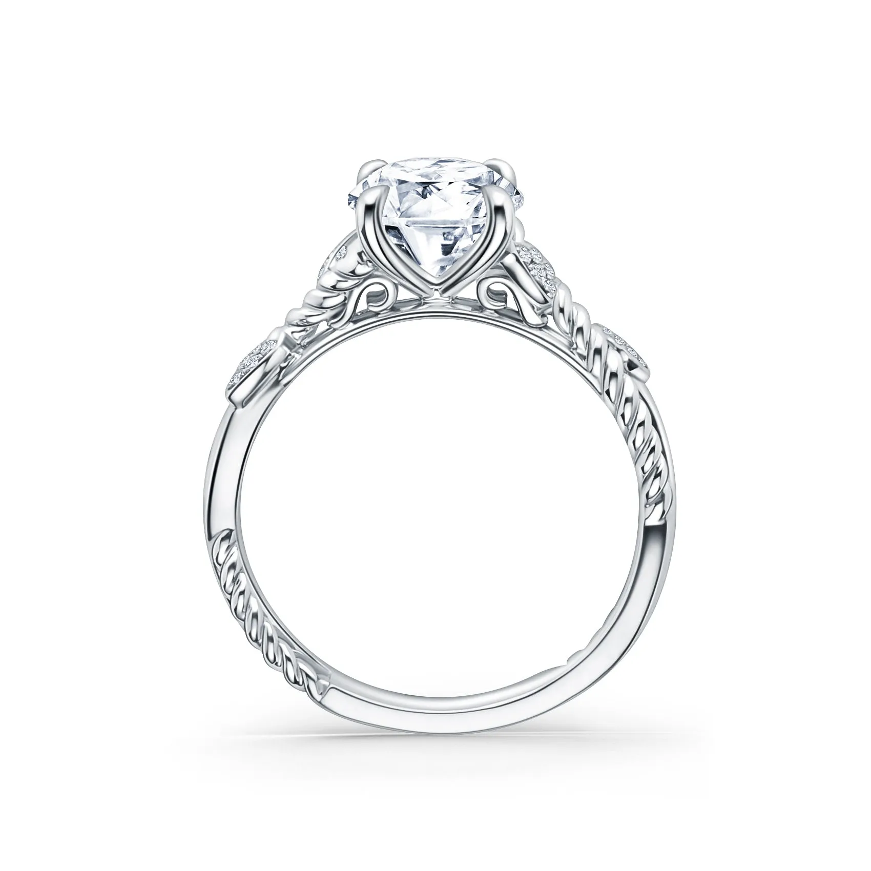 Rope Floral Diamond Cathedral Engagement Ring sold by Kirk Kara product image thumbnail 3