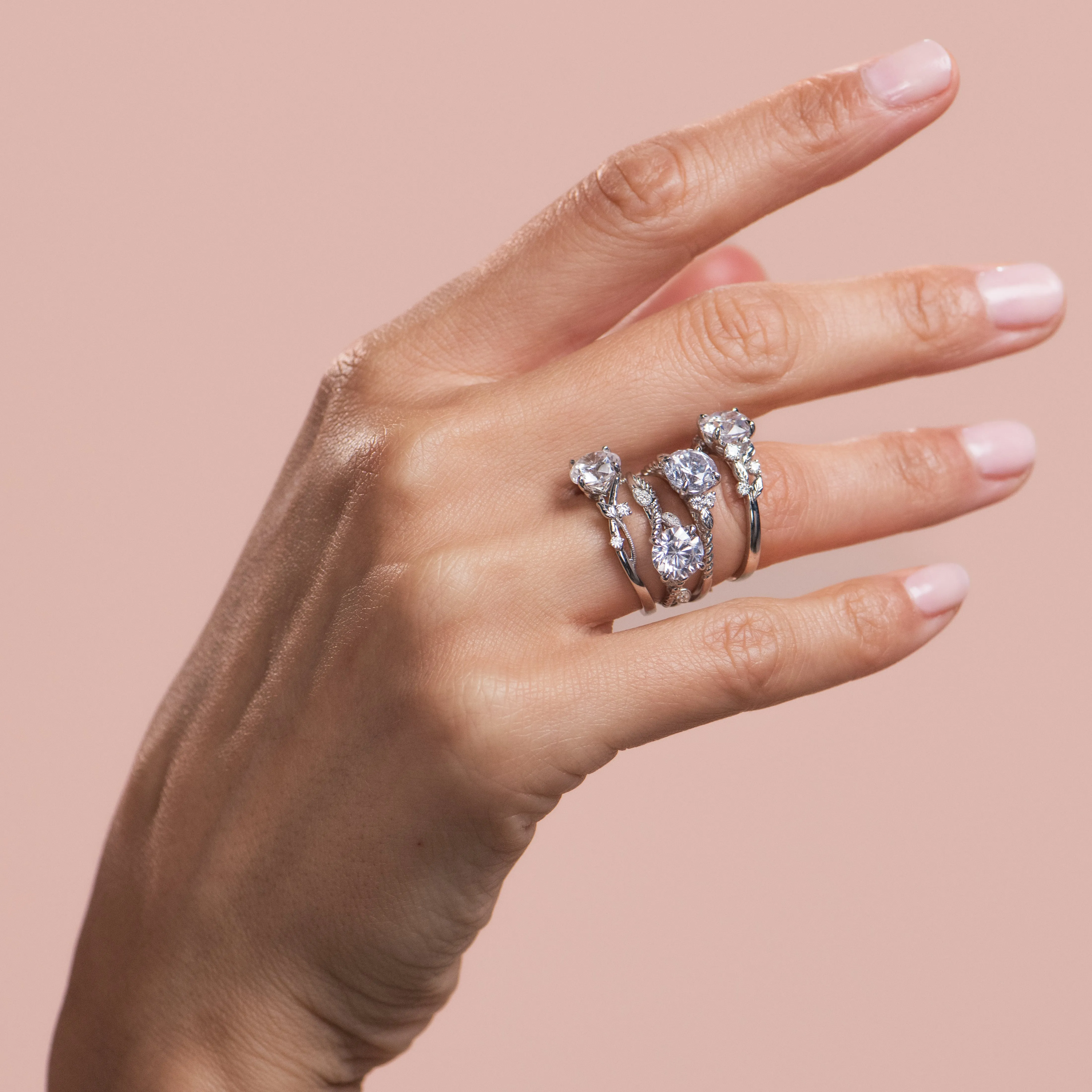 Rope Floral Diamond Cathedral Engagement Ring sold by Kirk Kara product image thumbnail 4