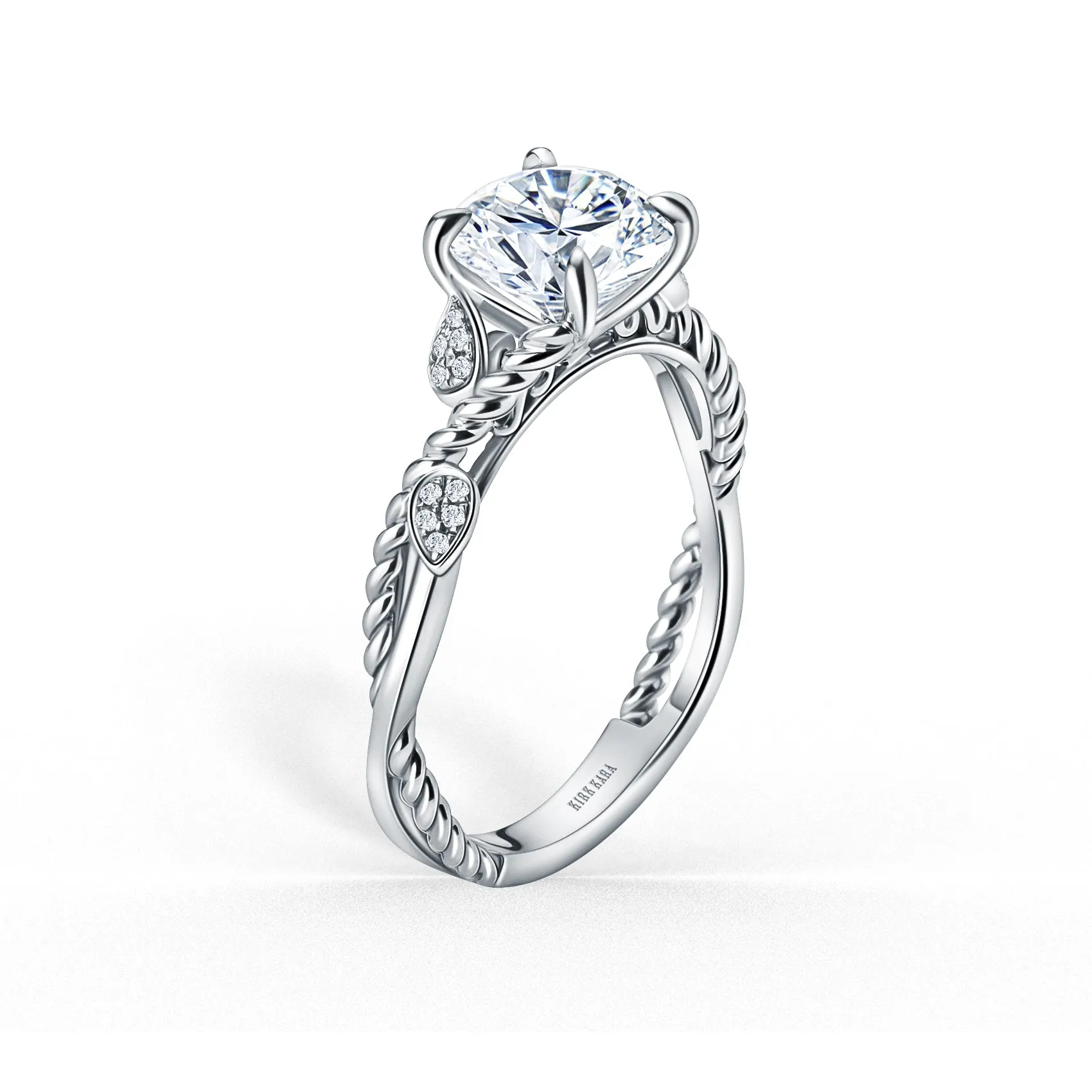 Rope Floral Diamond Cathedral Engagement Ring sold by Kirk Kara product image thumbnail 2