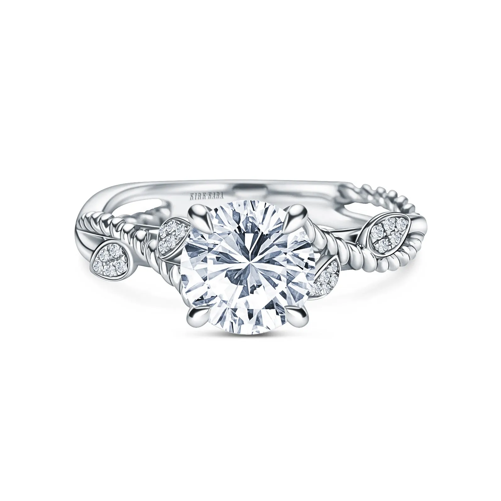 Rope Floral Diamond Cathedral Engagement Ring sold by Kirk Kara