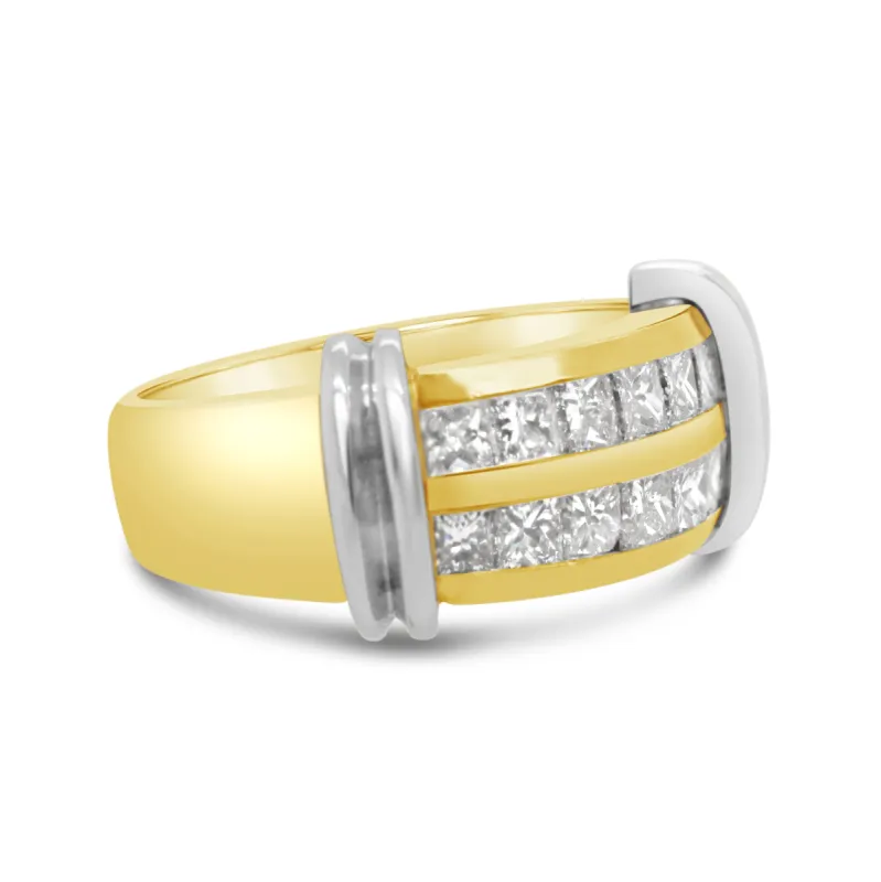 18K Yellow Gold Two Tone Princess Diamond Fashion Band sold by Kirk Kara