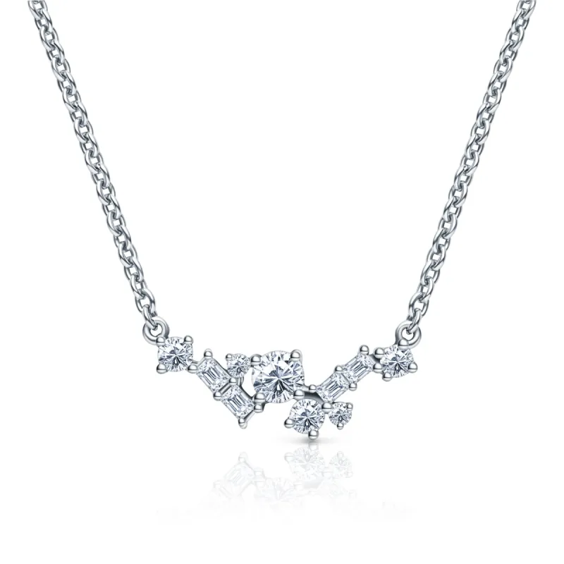 Elegant Diamond Round Baguette Cluster Necklace sold by Kirk Kara