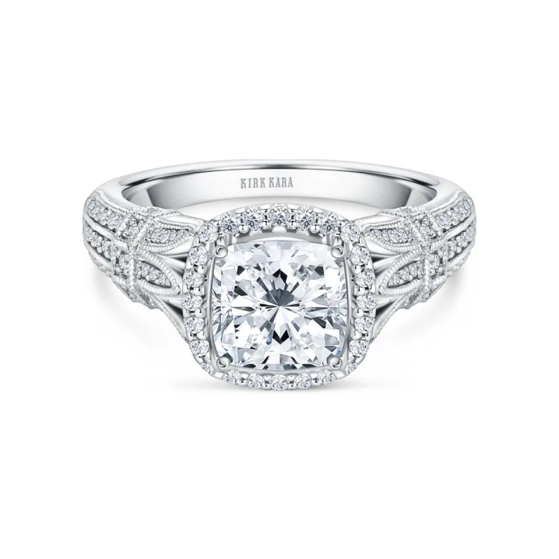 Filigree Vintage Halo Cathedral Diamond Engagement Ring sold by Kirk Kara