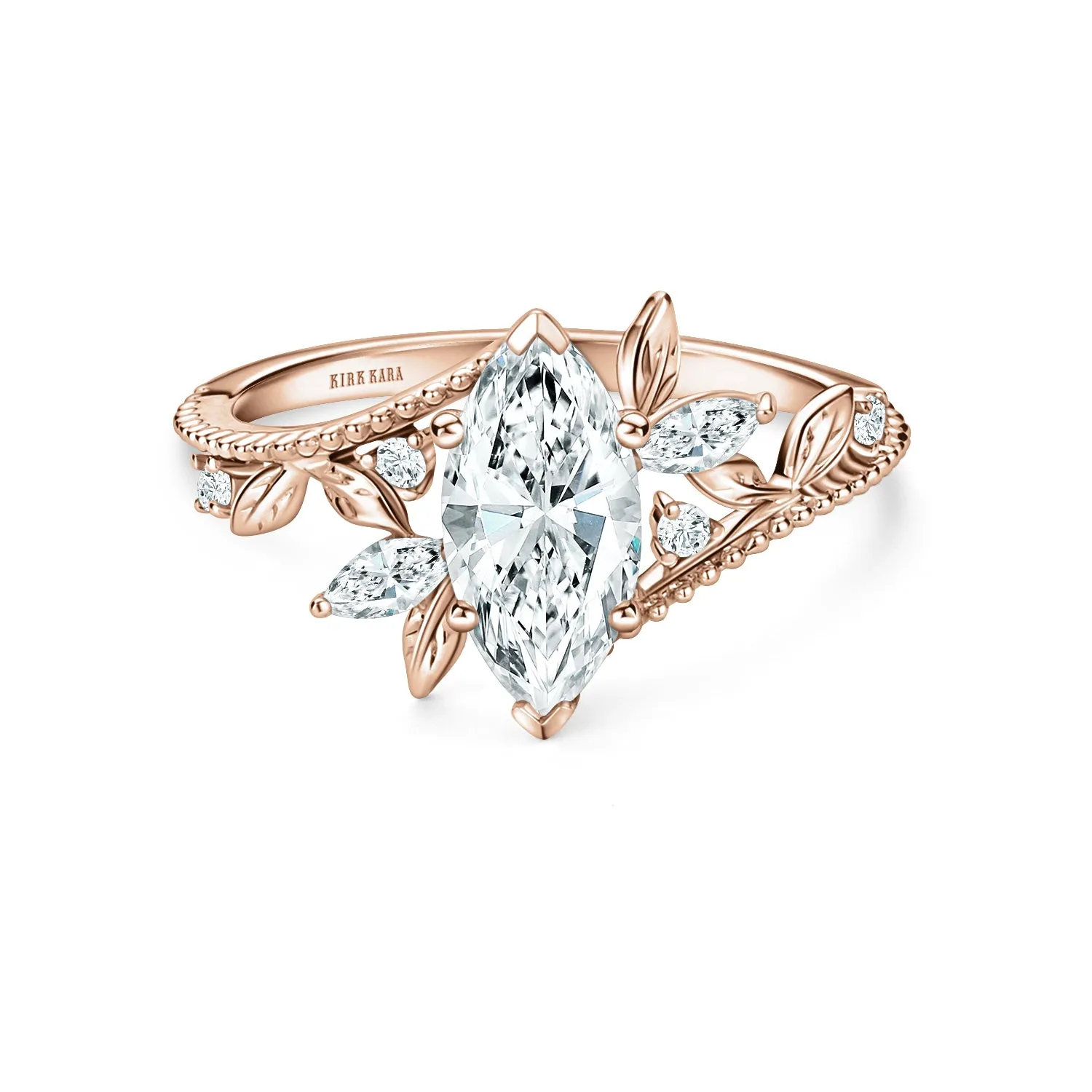 Boho Leaf Milgrain Diamond Engagement Ring sold by Kirk Kara product image thumbnail 3