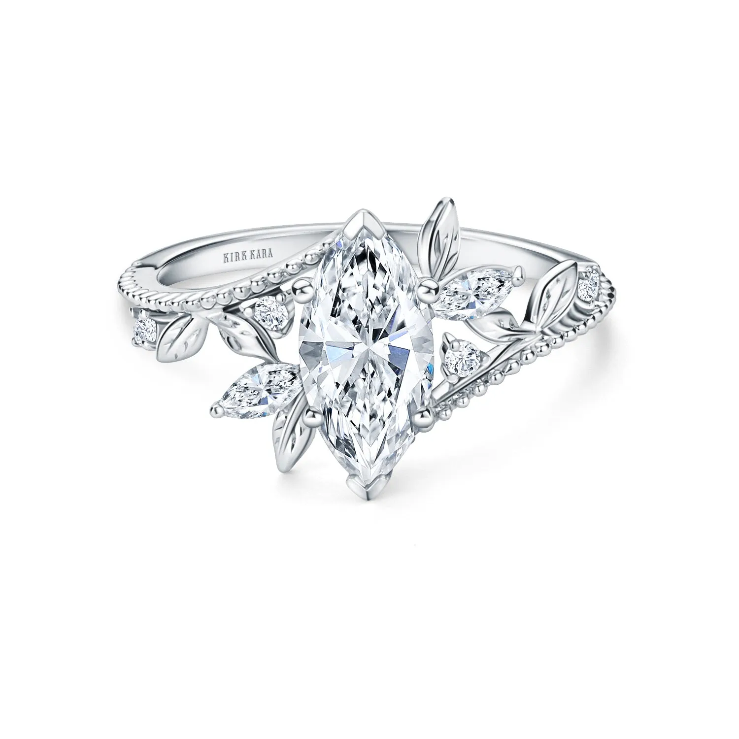 Boho Leaf Milgrain Diamond Engagement Ring sold by Kirk Kara
