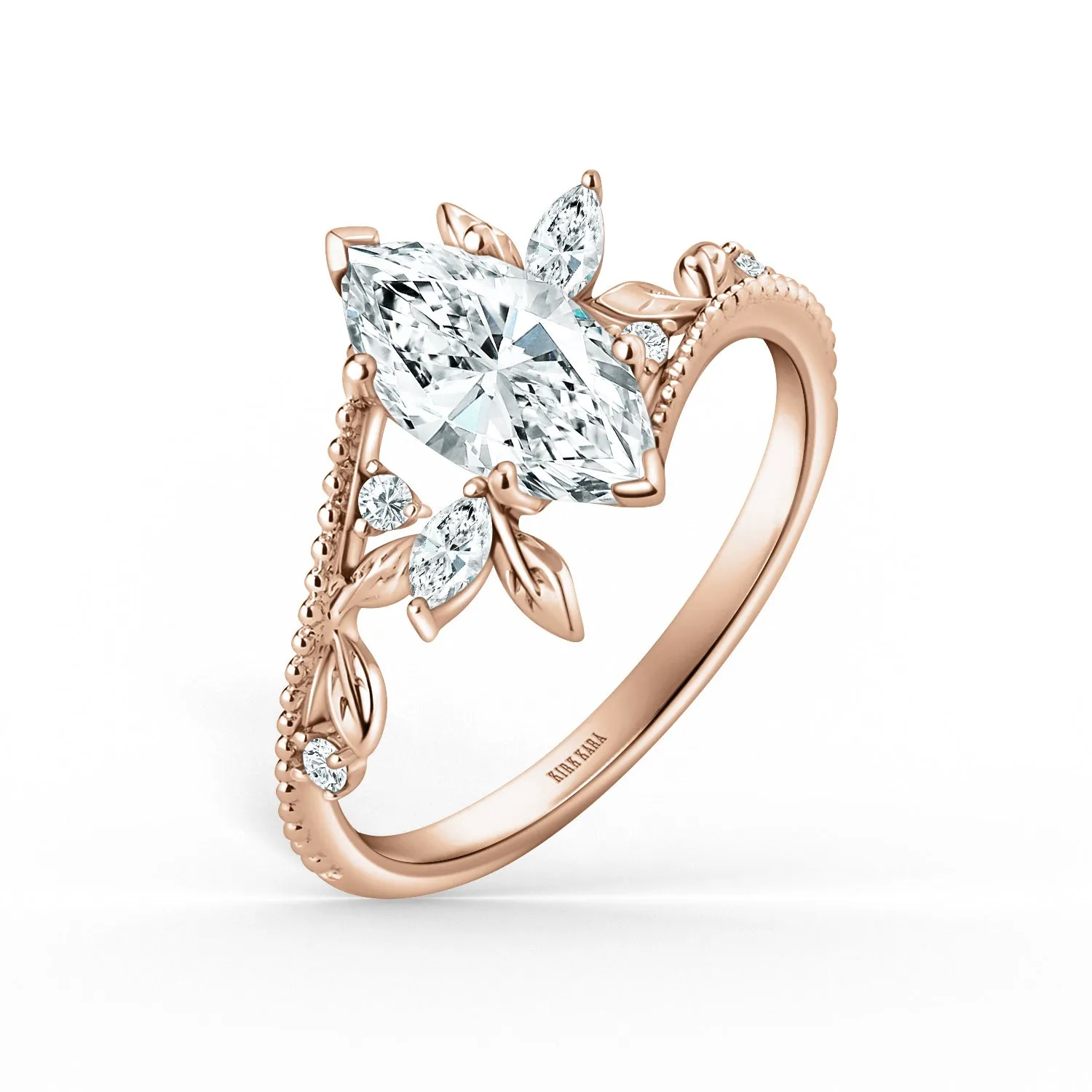Boho Leaf Milgrain Diamond Engagement Ring sold by Kirk Kara product image thumbnail 4