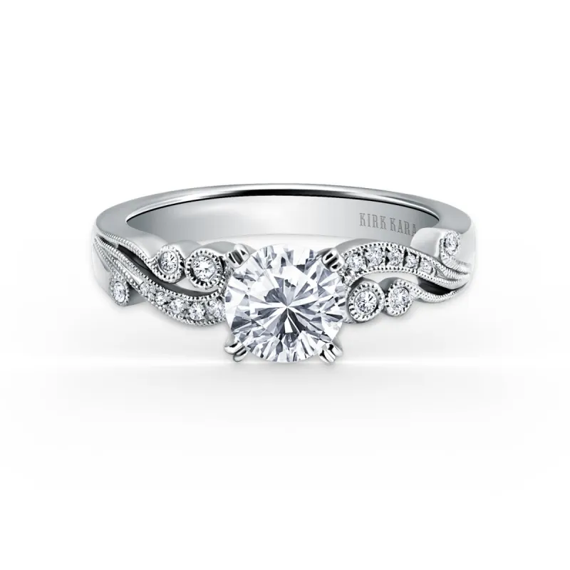 Artistic Waves Diamond Milgrain Engagement Ring sold by Kirk Kara