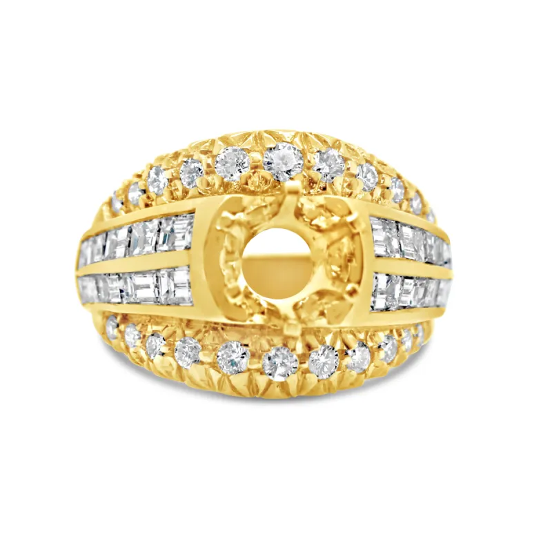 18K Yellow Diamond Retro Wide Bold Engagement Ring sold by Kirk Kara