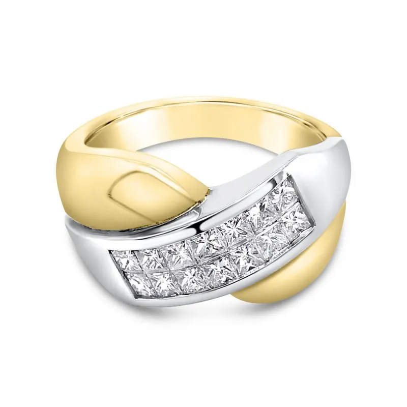 18K Two Tone Gold Invisible Set Cross Band sold by Kirk Kara