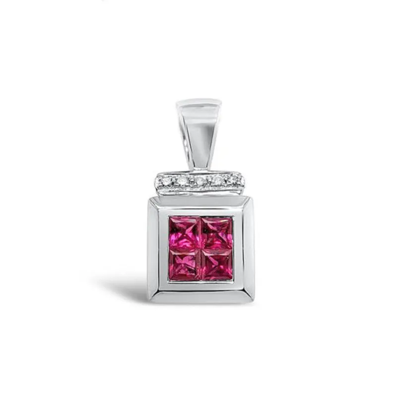 18K White Gold Diamond Natural Ruby Pendant sold by Kirk Kara