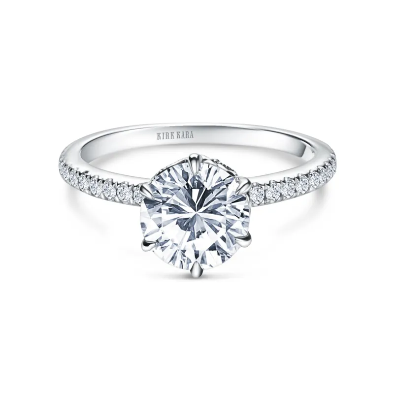 Milgrain Swirl 6 Prong Basket Solitaire Diamond Engagement Ring sold by Kirk Kara
