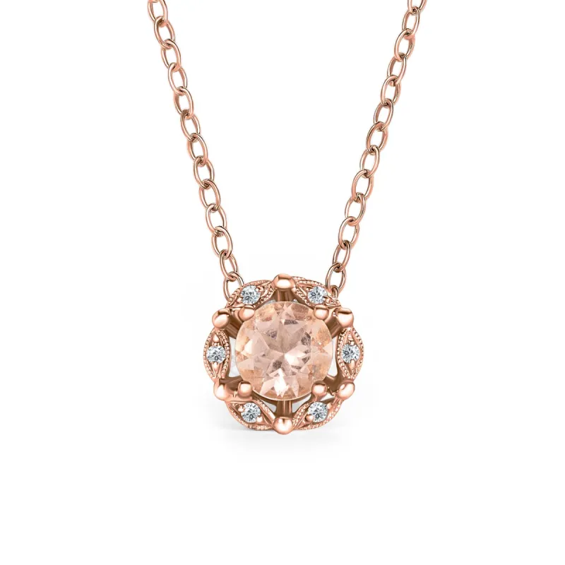 Delicate Floral Morganite Diamond Necklace sold by Kirk Kara