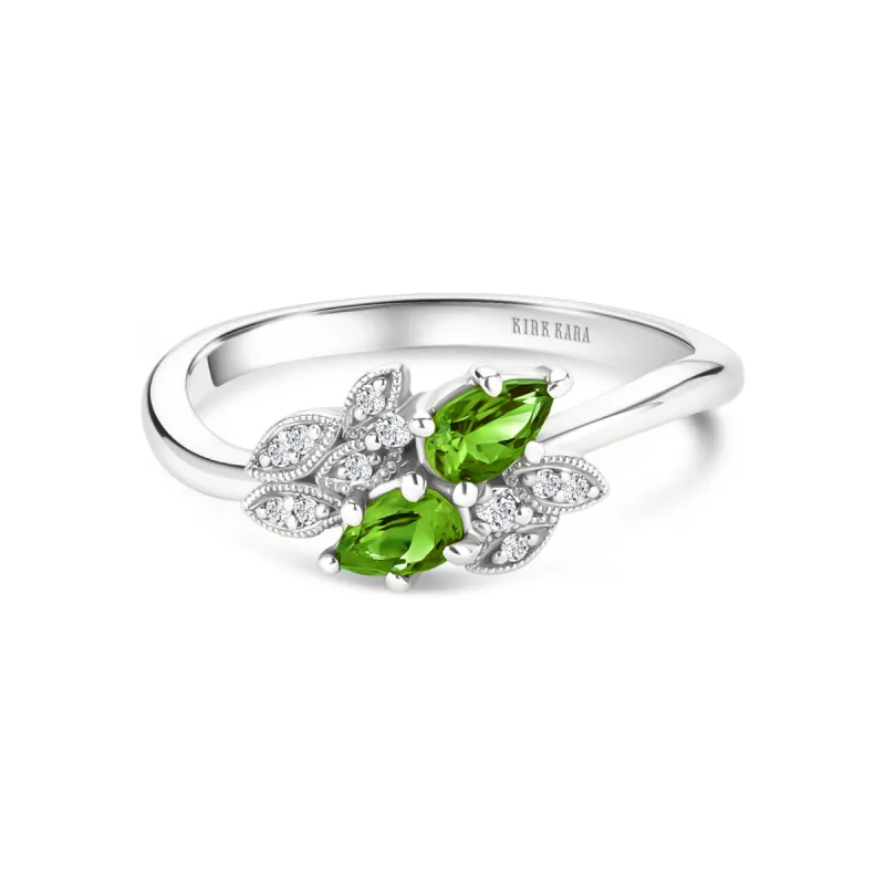 Floral Diamond Tsavorite Bypass Fashion Ring sold by Kirk Kara