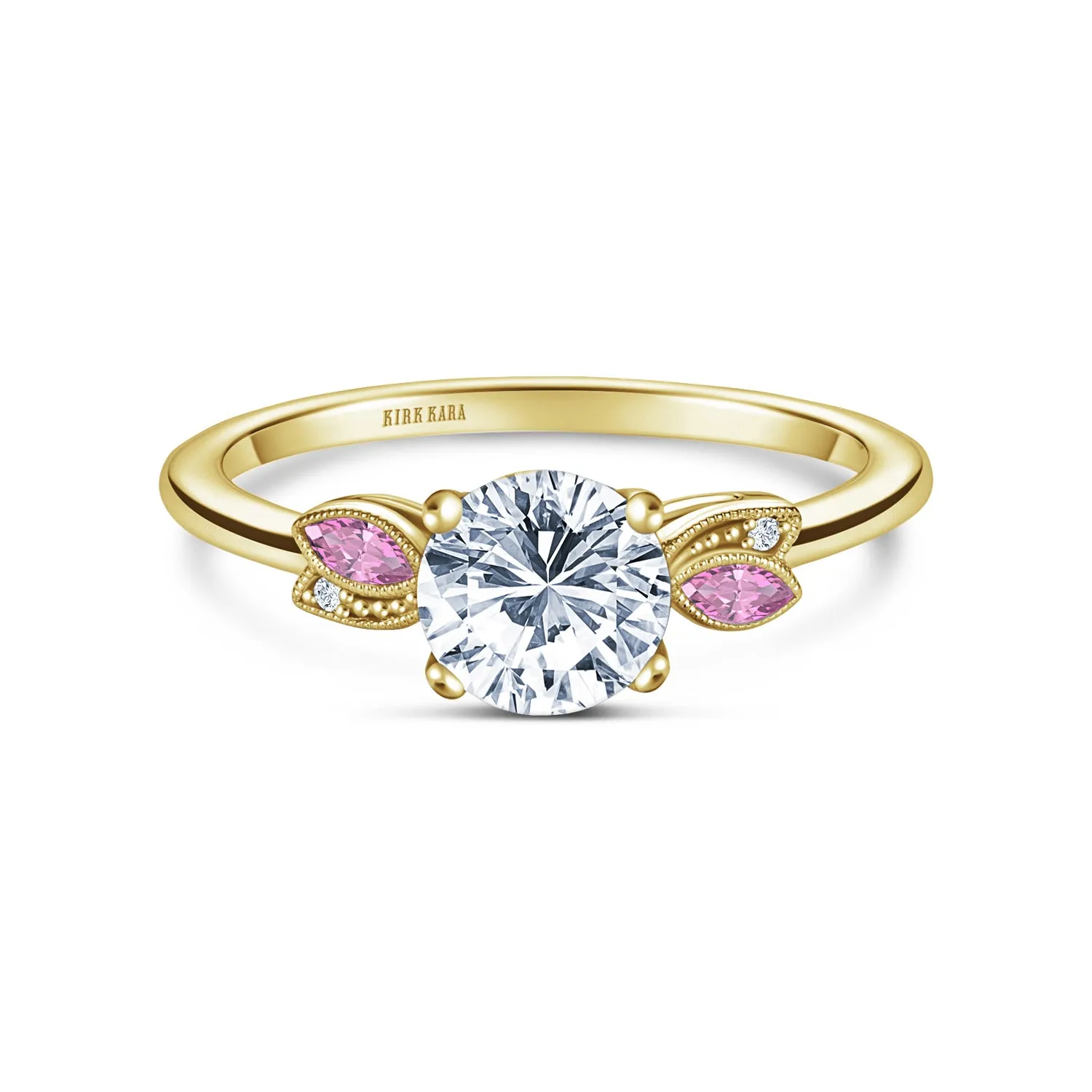 Floral Boho Pink Sapphire Diamond Engagement Ring sold by Kirk Kara product image thumbnail 5