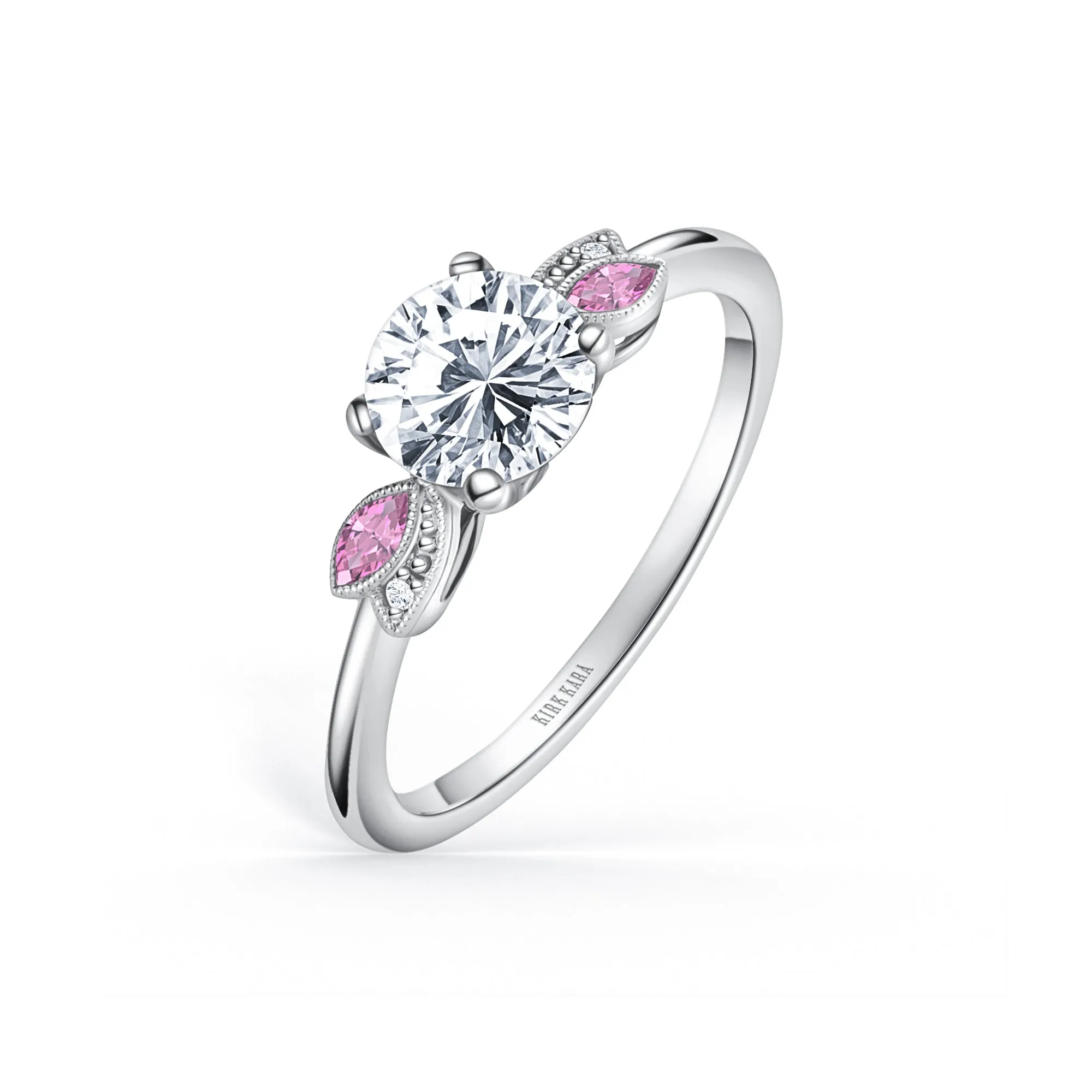 Floral Boho Pink Sapphire Diamond Engagement Ring sold by Kirk Kara product image thumbnail 2