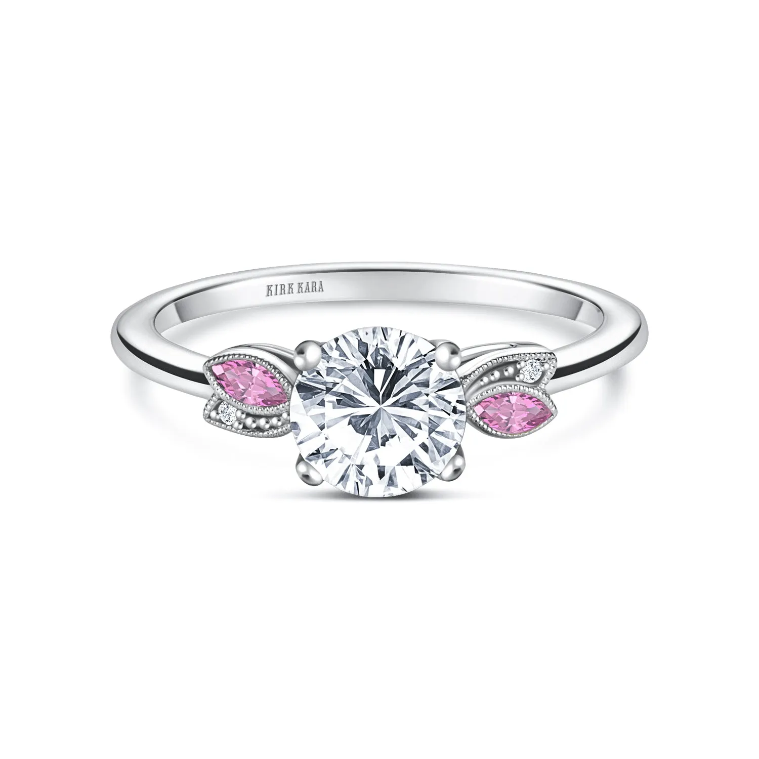 Floral Boho Pink Sapphire Diamond Engagement Ring sold by Kirk Kara