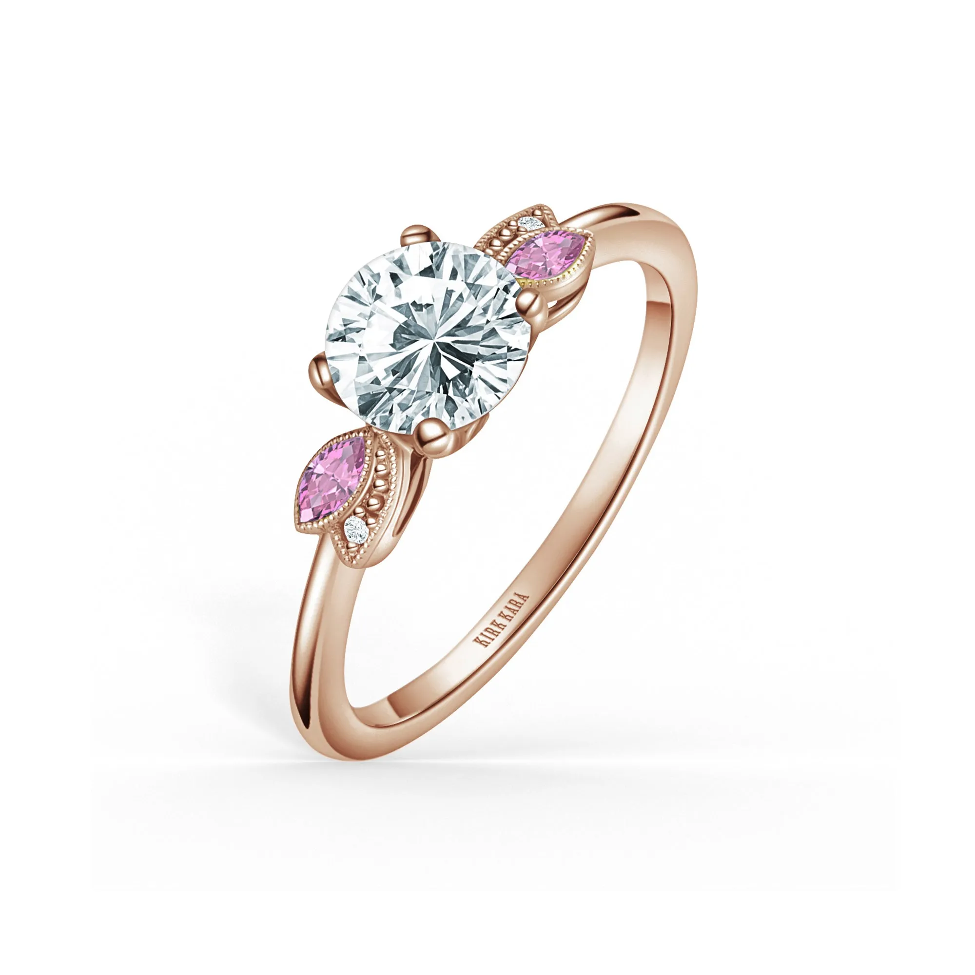 Floral Boho Pink Sapphire Diamond Engagement Ring sold by Kirk Kara product image thumbnail 4