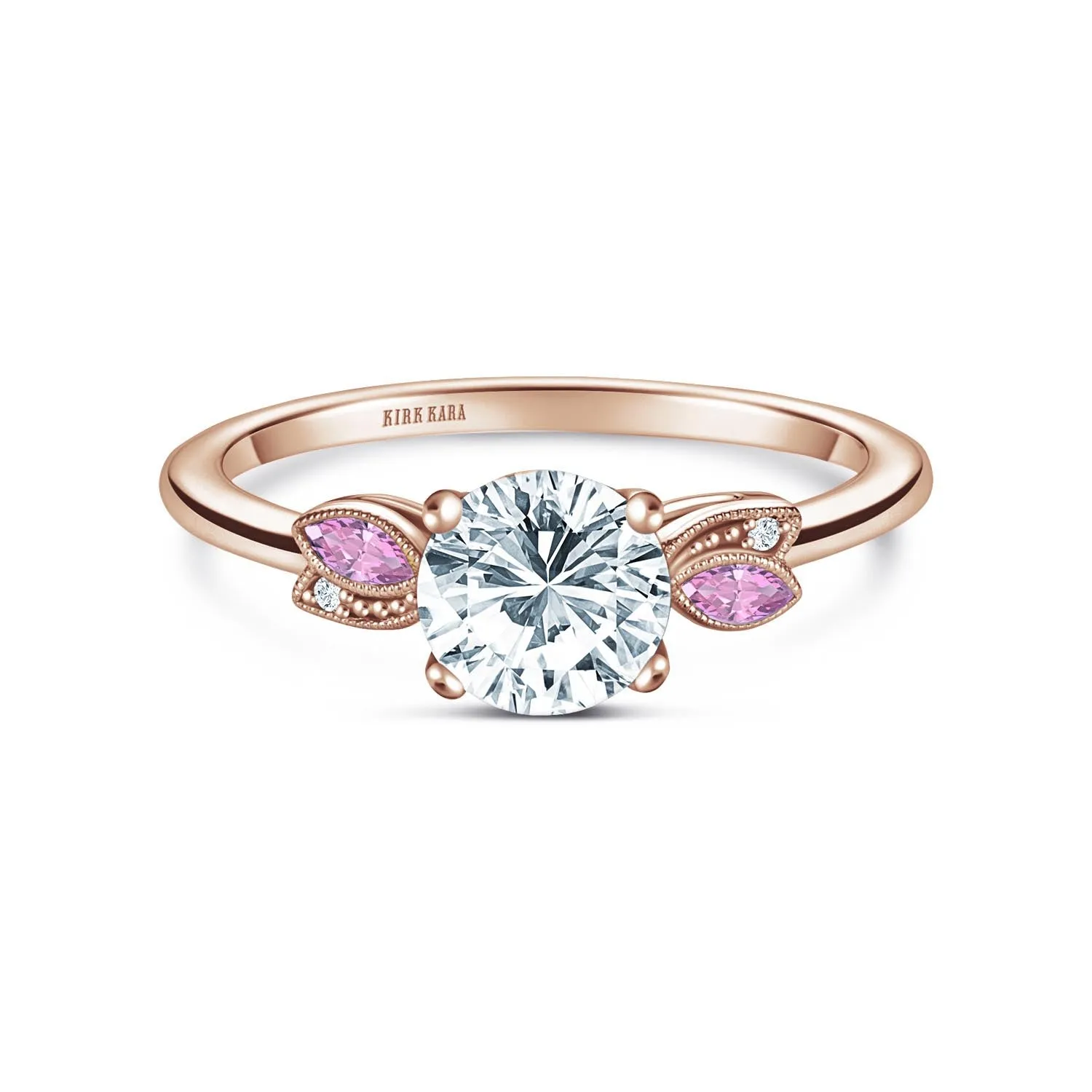 Floral Boho Pink Sapphire Diamond Engagement Ring sold by Kirk Kara product image thumbnail 3