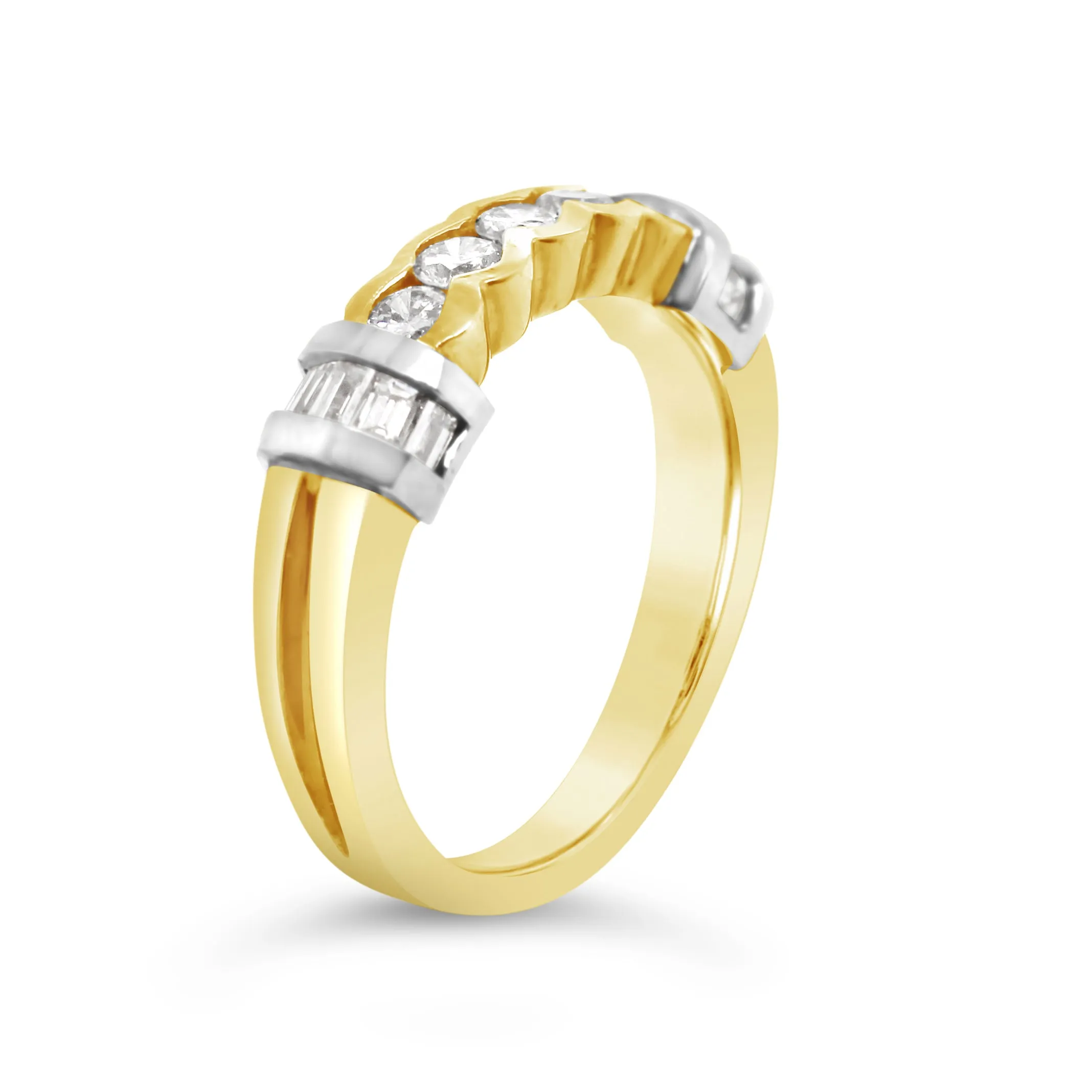 18K Two Tone Gold Vintage Round Baguette Diamond Band sold by Kirk Kara product image thumbnail 2