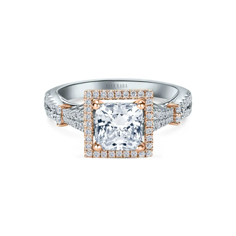 Romantic Split Shank Halo Diamond Engagement Ring sold by Kirk Kara