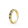 14K Yellow Engraved Sapphire Floral Diamond Wedding Band sold by Kirk Kara