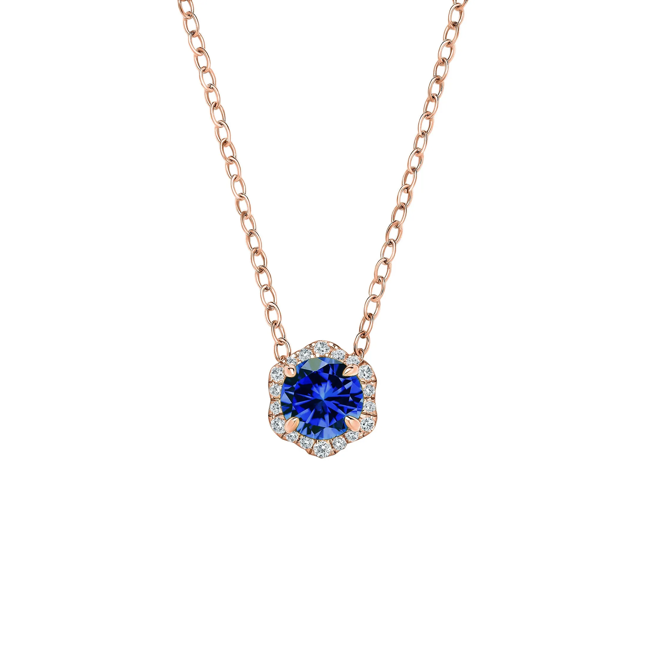 Floral Milgrain Blue Sapphire Diamond Necklace sold by Kirk Kara product image thumbnail 2