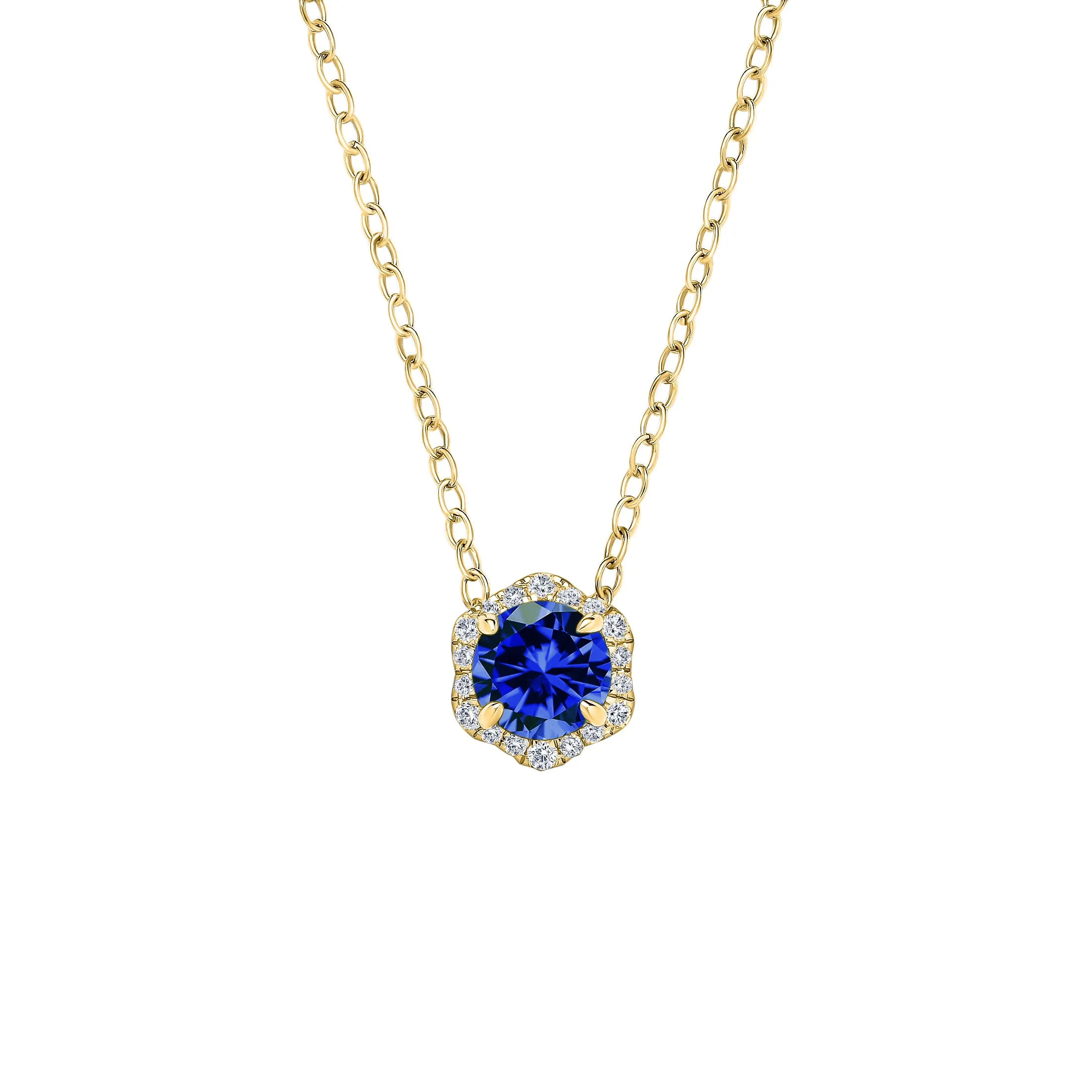 Floral Milgrain Blue Sapphire Diamond Necklace sold by Kirk Kara product image thumbnail 3
