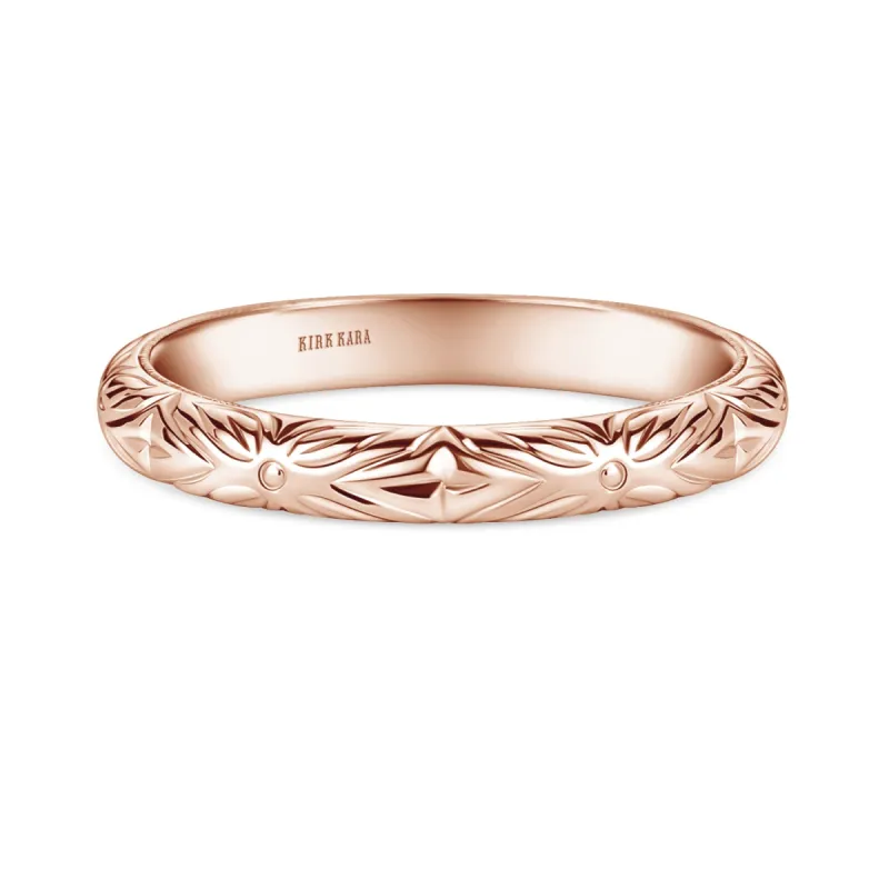 Floral Engraved Boho Wedding Band sold by Kirk Kara