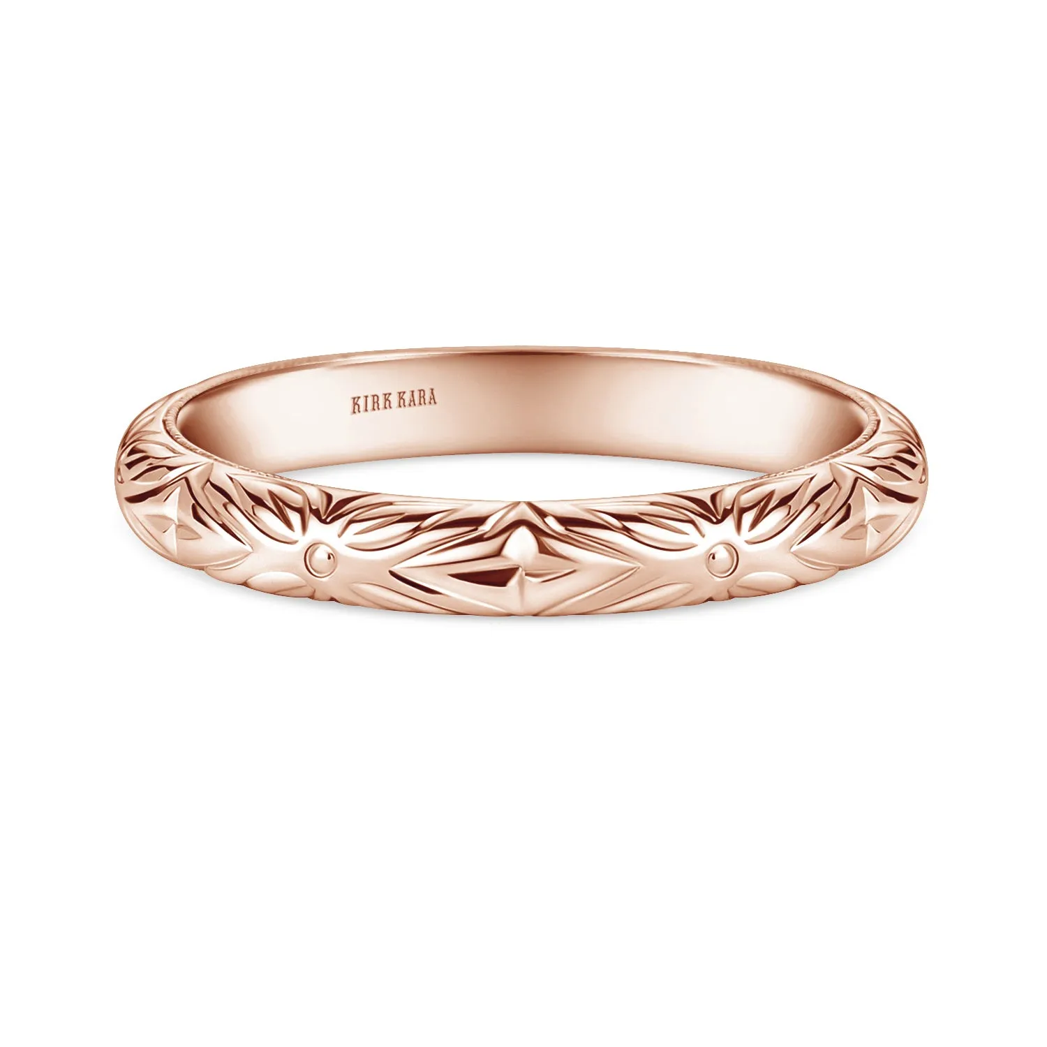 Floral Engraved Boho Wedding Band sold by Kirk Kara