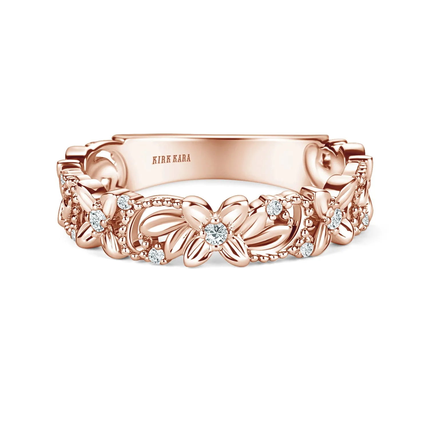 Floral Diamond Milgrain Wedding Band sold by Kirk Kara product image thumbnail 2