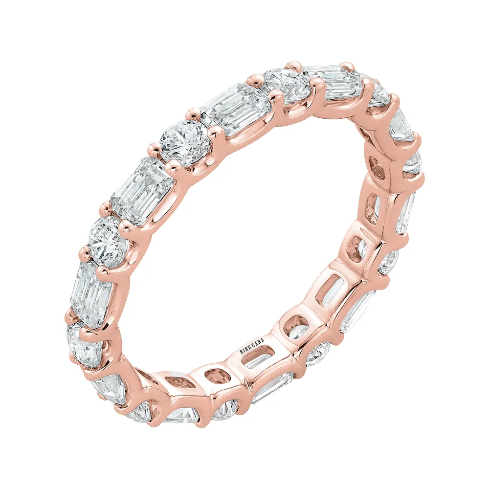 Classic 2 ctw Emerald & Round Eternity Band sold by Kirk Kara product image thumbnail 2