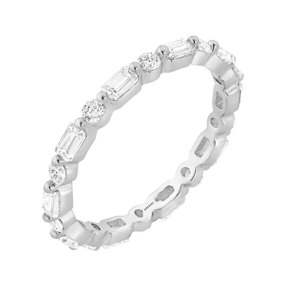 Classic 1 1/4 ctw Emerald & Round Eternity Band sold by Kirk Kara product image thumbnail 2