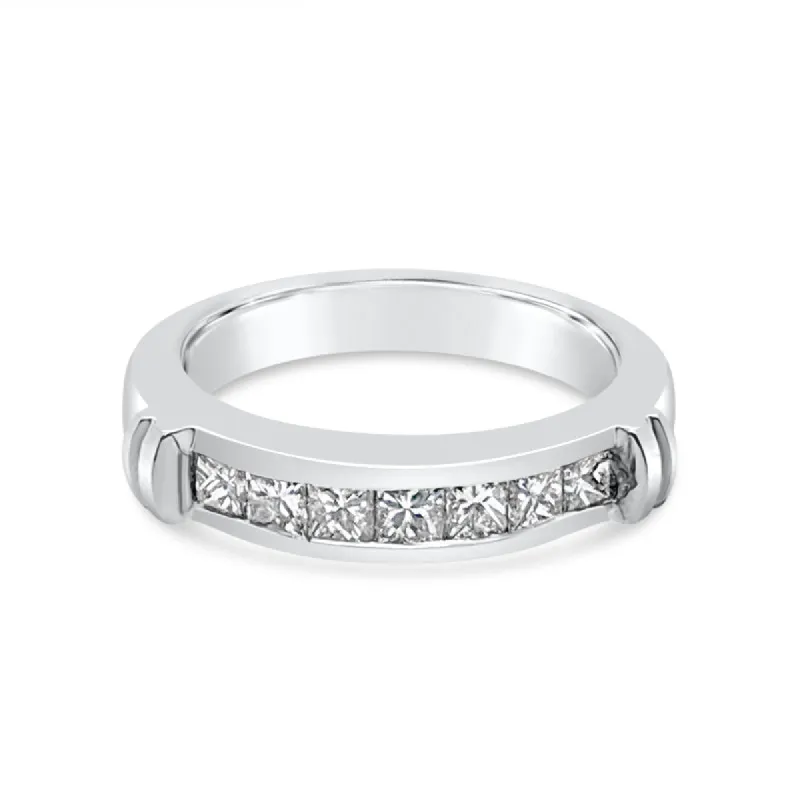 Platinum Princess Diamond Vintage Wedding Band sold by Kirk Kara
