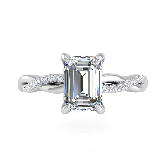 Preset Classic Twist Emerald Lab Diamond Engagement Ring sold by Kirk Kara product image thumbnail 4