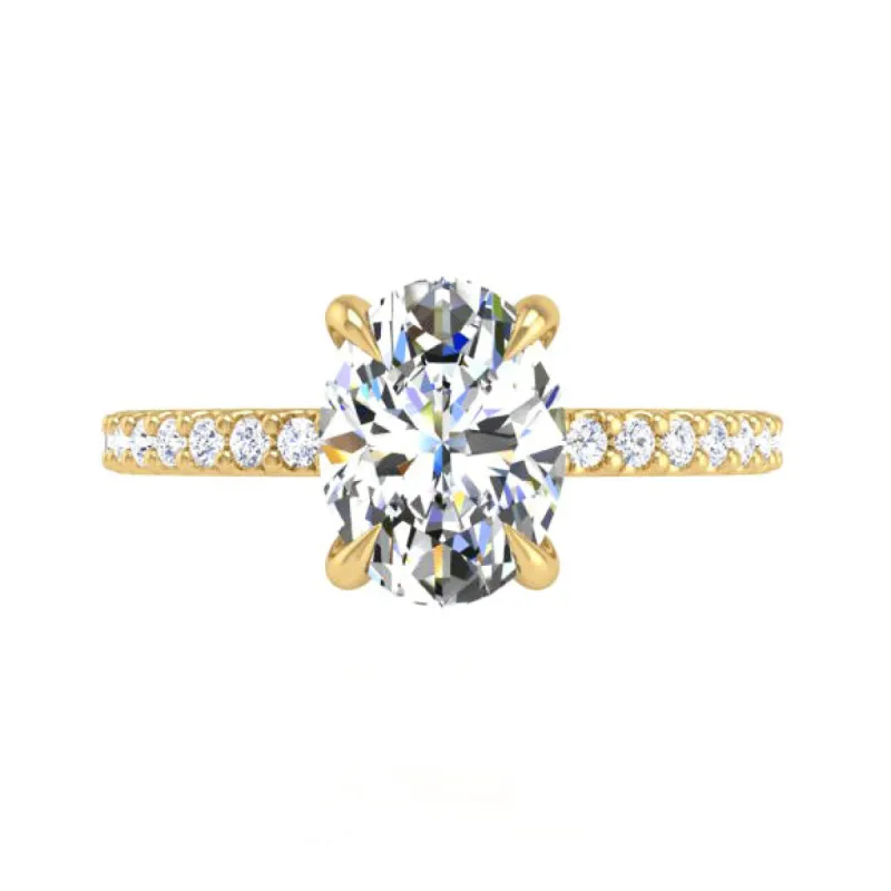 Preset Diamond Solitaire Oval Lab Diamond Engagement Ring sold by Kirk Kara