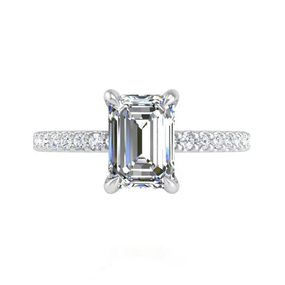 Preset Diamond Solitaire Emerald Lab Diamond Engagement Ring sold by Kirk Kara product image thumbnail 4