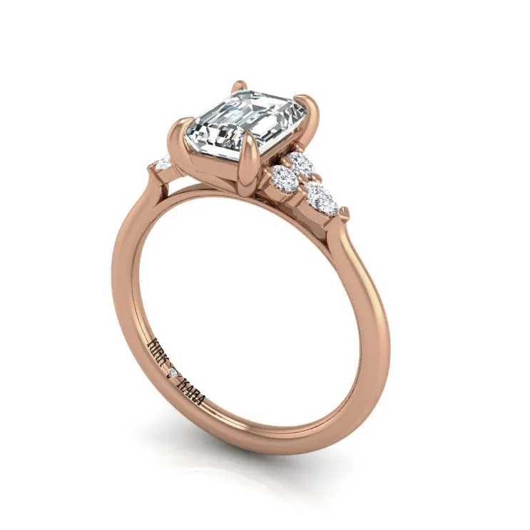 Preset Cluster Side Stone Emerald Lab Diamond Engagement Ring sold by Kirk Kara product image thumbnail 5