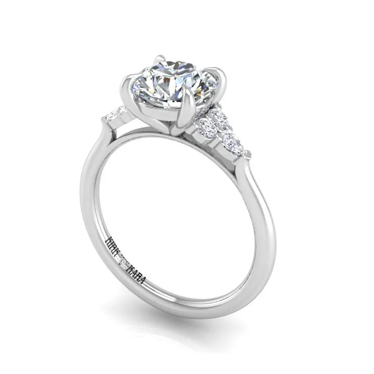 Preset Cluster Side Stone Round Lab Diamond Engagement Ring sold by Kirk Kara product image thumbnail 5