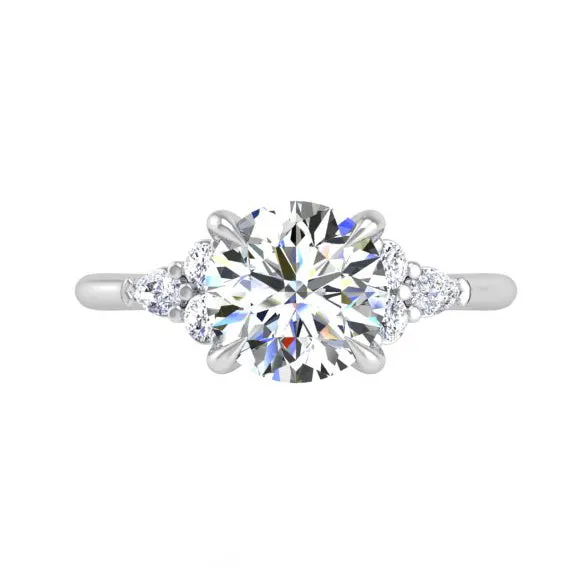 Preset Cluster Side Stone Round Lab Diamond Engagement Ring sold by Kirk Kara product image thumbnail 4