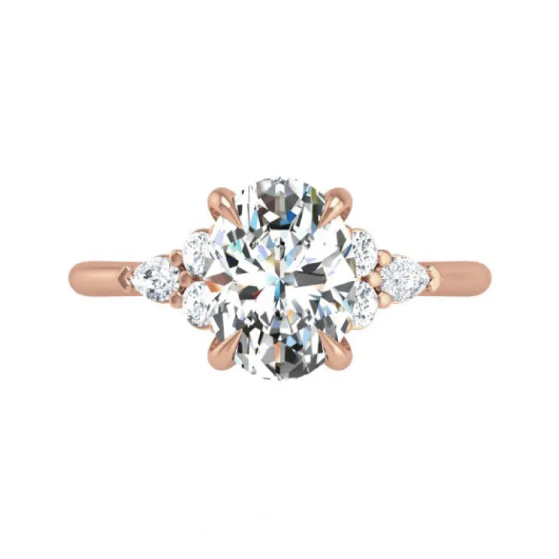 Preset Cluster Side Stone Oval Lab Diamond Engagement Ring sold by Kirk Kara